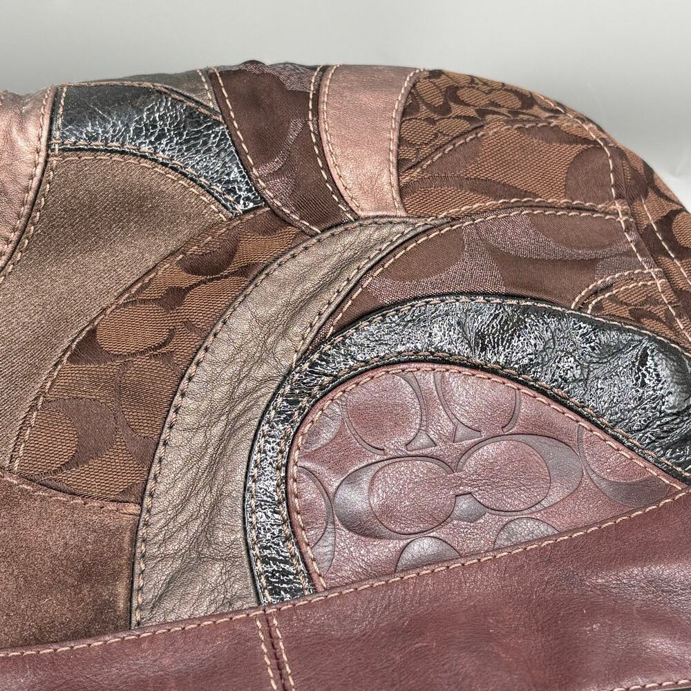 Coach Y2K Vintage Zoe Mosair Brown Patchwork Leather Suede Hobo Shoulder Bag - Picture 14 of 16